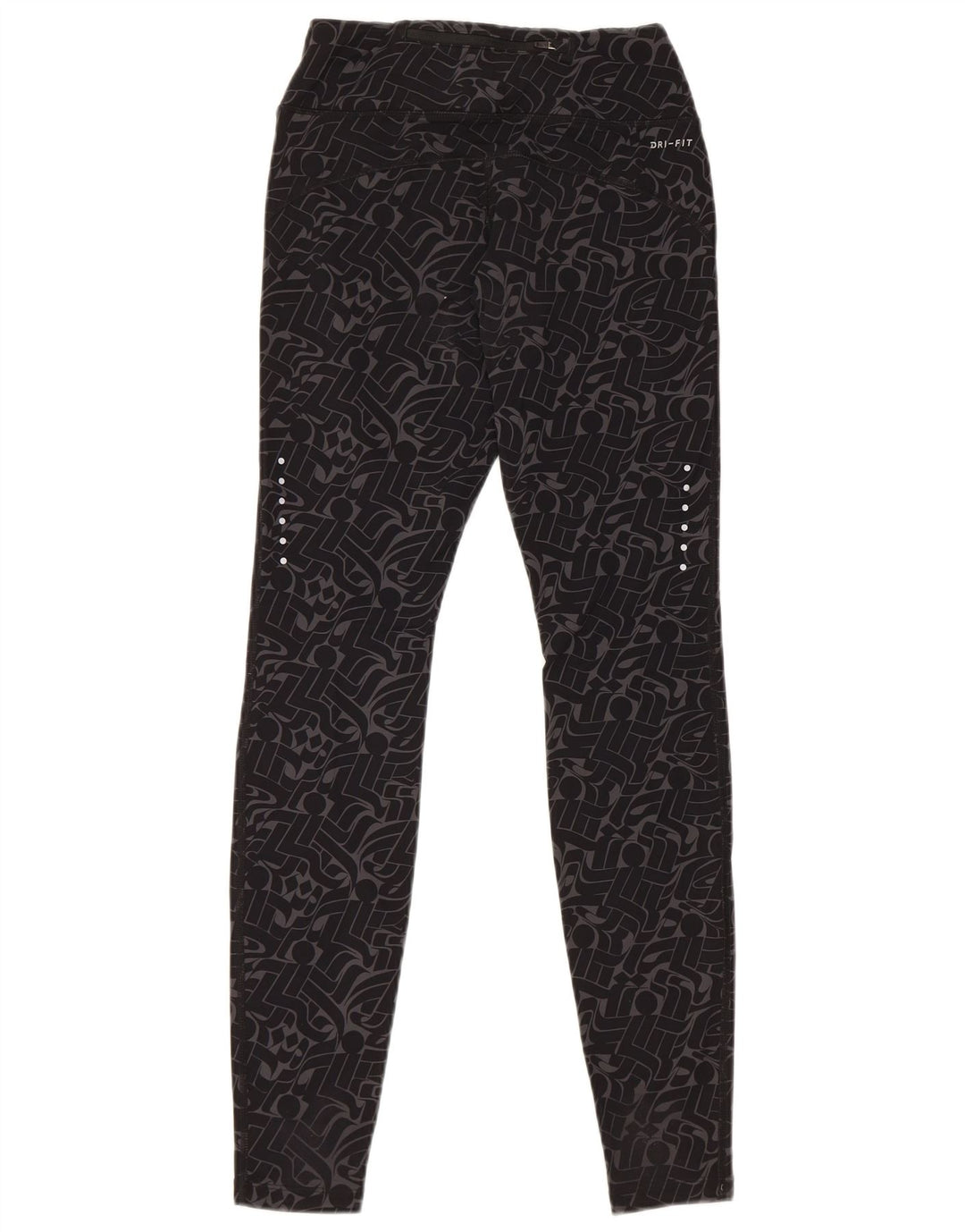 NIKE Womens Dri Fit Leggings UK 8 Small  Black Geometric Nylon