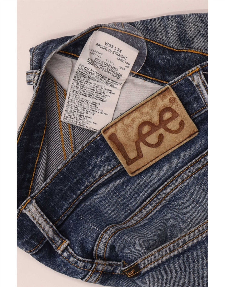 Lee Mens Brooklyn Straight Jeans W33 L34 Blue Cotton