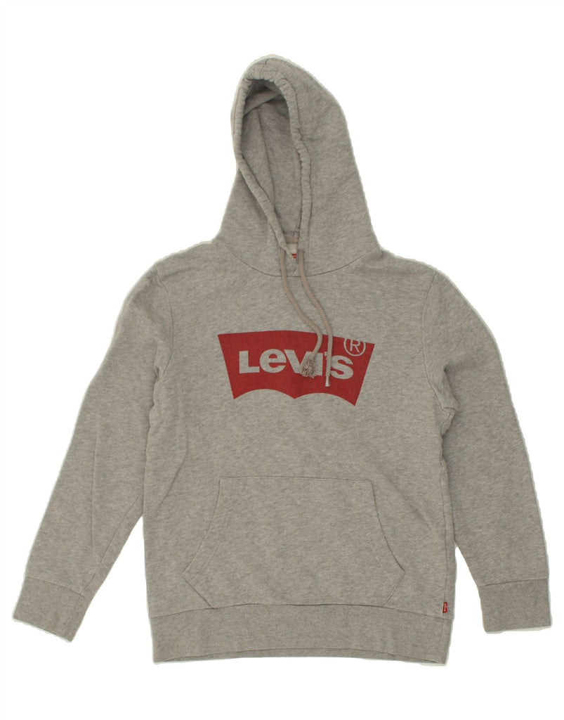 LEVI'S Womens Graphic Hoodie Jumper UK 10 Small Grey Cotton | Vintage Levi's | Thrift | Second-Hand Levi's | Used Clothing | Messina Hembry 