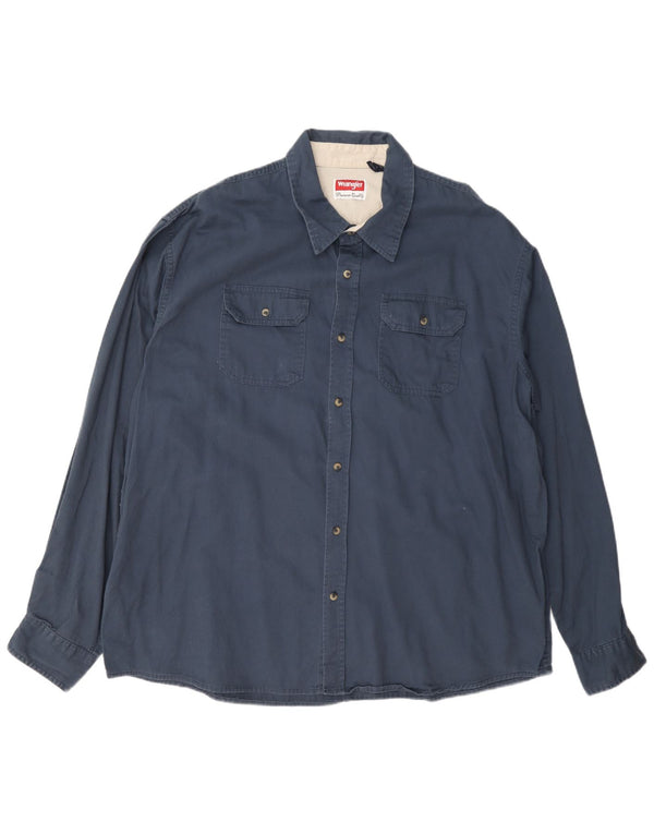Wrangler Mens Shirt 2XL Navy Blue Cotton