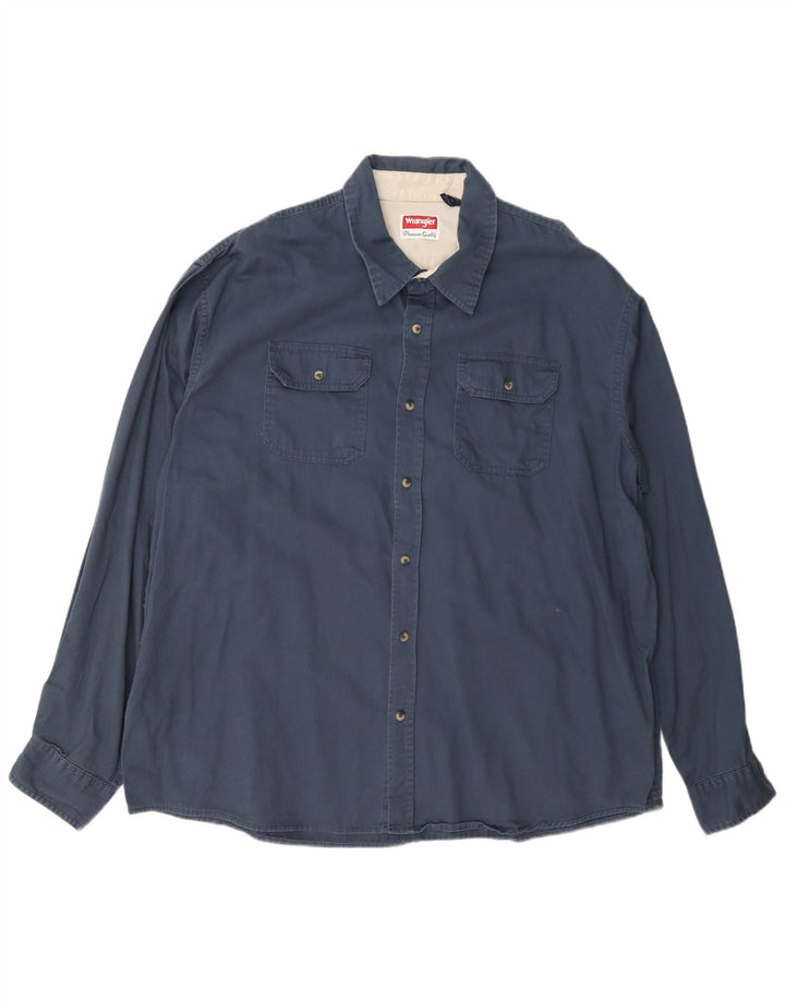 Wrangler Mens Shirt 2XL Navy Blue Cotton