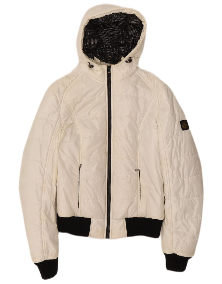 Refrigiwear Womens Hooded Bomber Padded Jacket UK 14 Large White Polyester