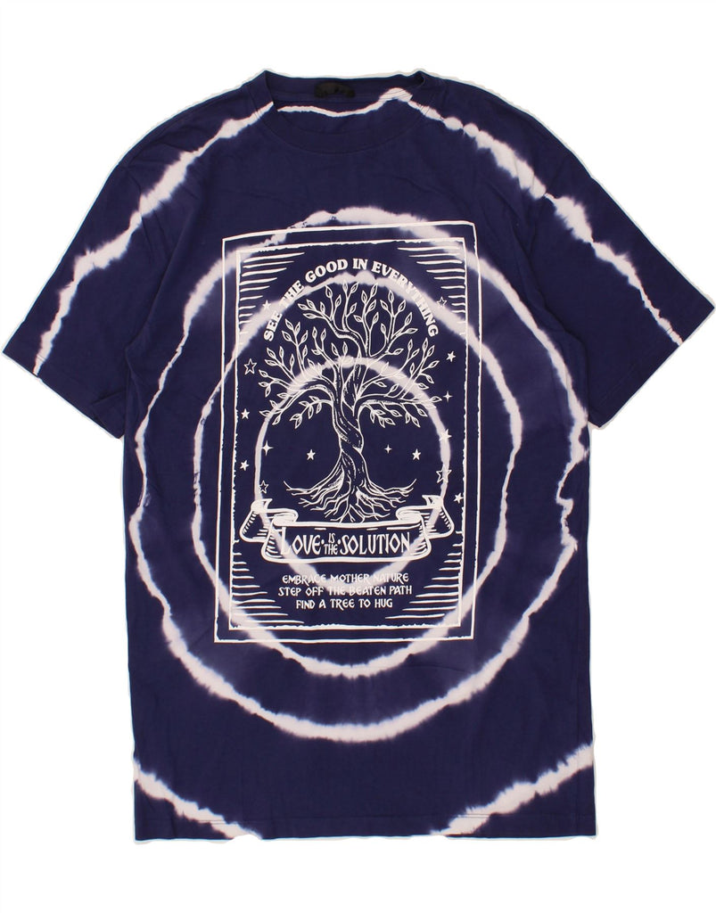 TALLY WEIJL Mens Graphic T-Shirt Top Small Navy Blue Tie Dye Cotton Vintage Tally Weijl and Second-Hand Tally Weijl from Messina Hembry 