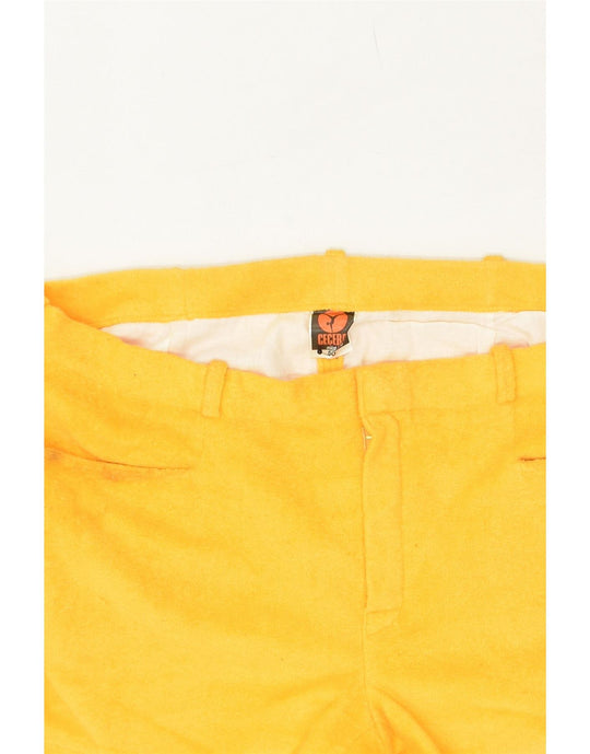 VINTAGE Womens Hot Pants IT 50 XL W36 Yellow Cotton
