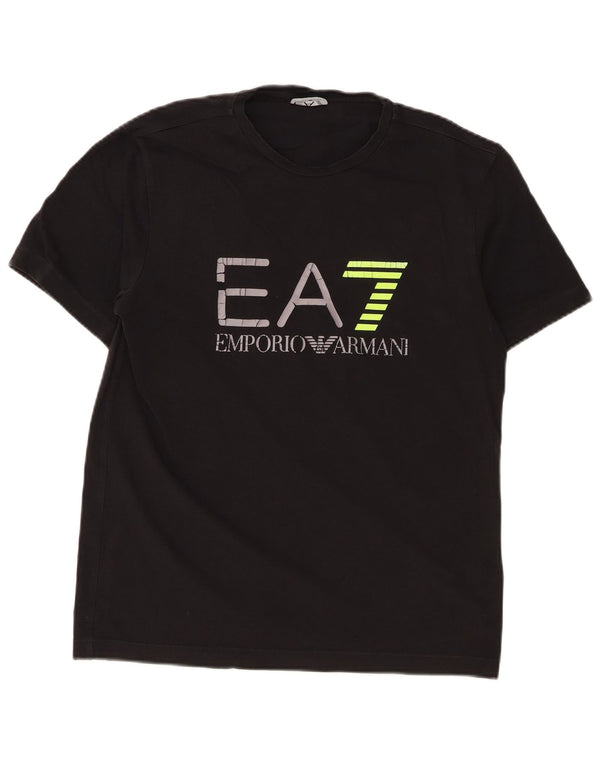 Emporio Armani Mens Graphic T-Shirt Top Medium Black Cotton