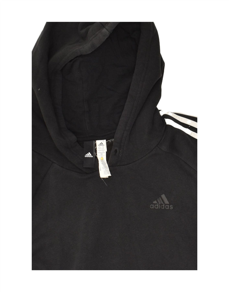 ADIDAS Womens Hoodie Jumper UK 12/14 Medium Black Cotton | Vintage Adidas | Thrift | Second-Hand Adidas | Used Clothing | Messina Hembry 