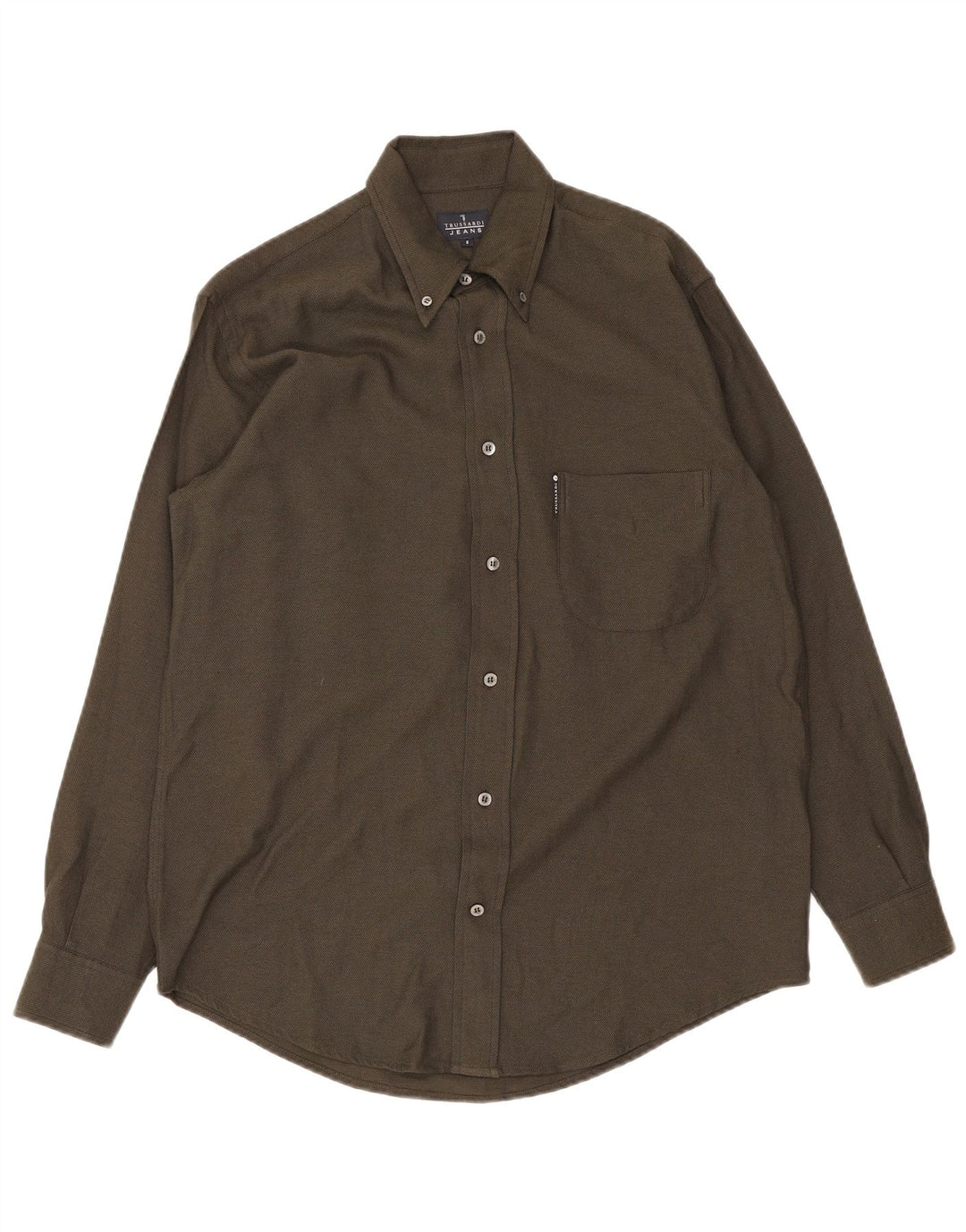 Trussardi Mens Shirt Small Khaki Viscose