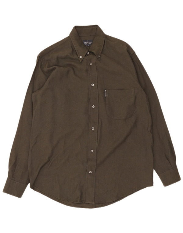 Trussardi Mens Shirt Small Khaki Viscose