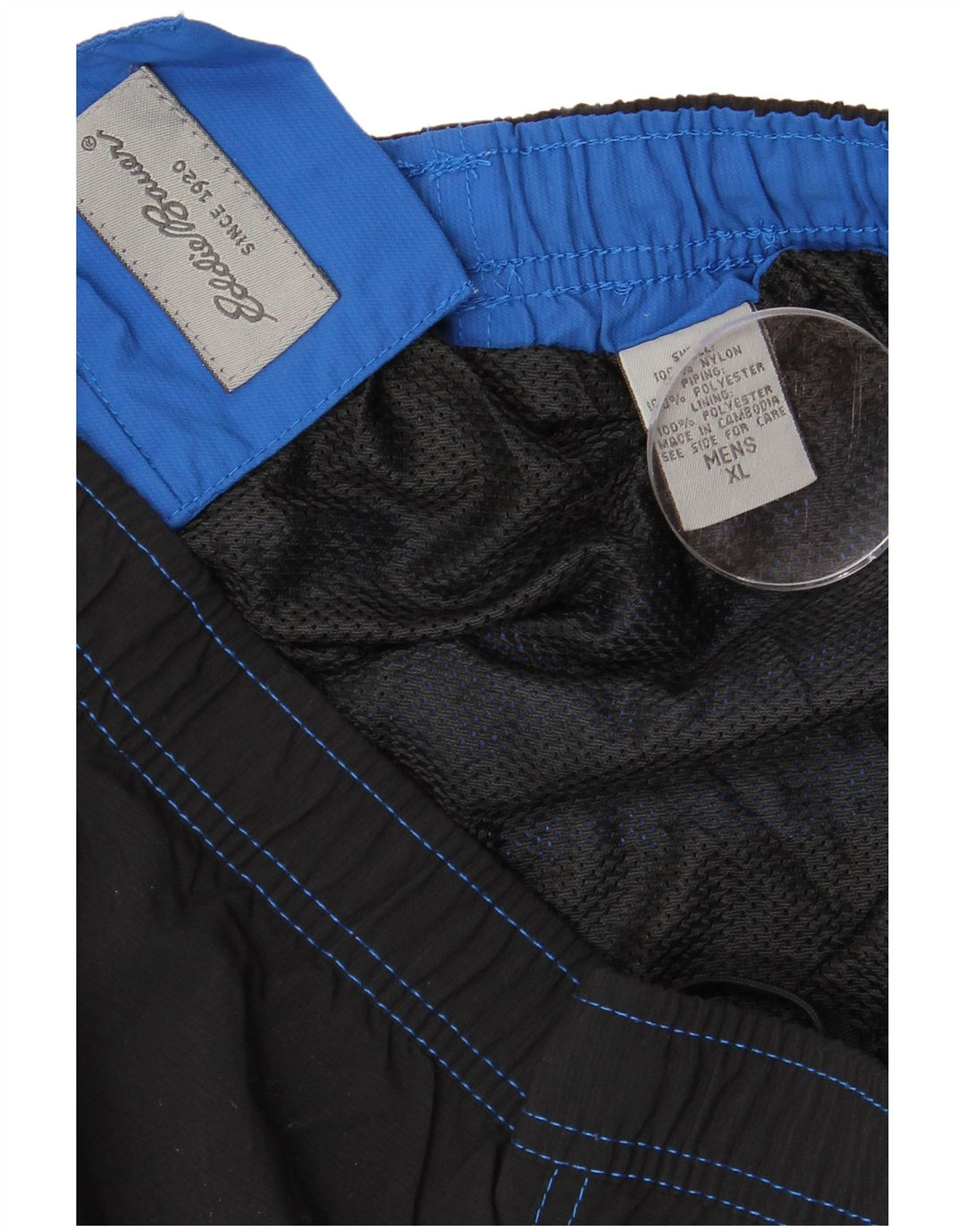 EDDIE BAUER Mens Swimming Shorts XL  Black Colourblock Nylon