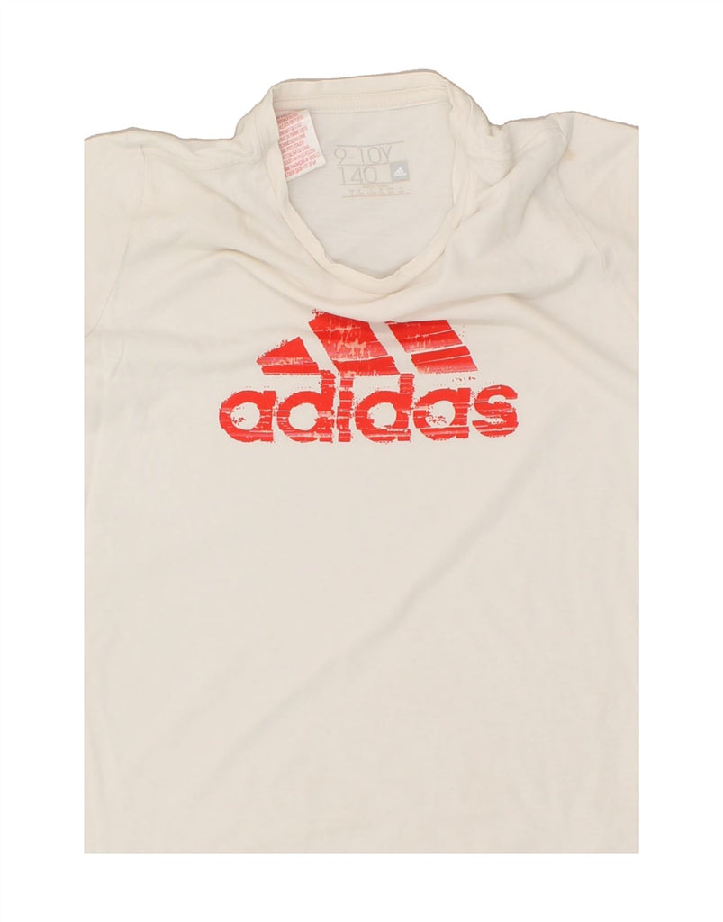 ADIDAS Boys Graphic T-Shirt Top 9-10 Years White Cotton | Vintage Adidas | Thrift | Second-Hand Adidas | Used Clothing | Messina Hembry 