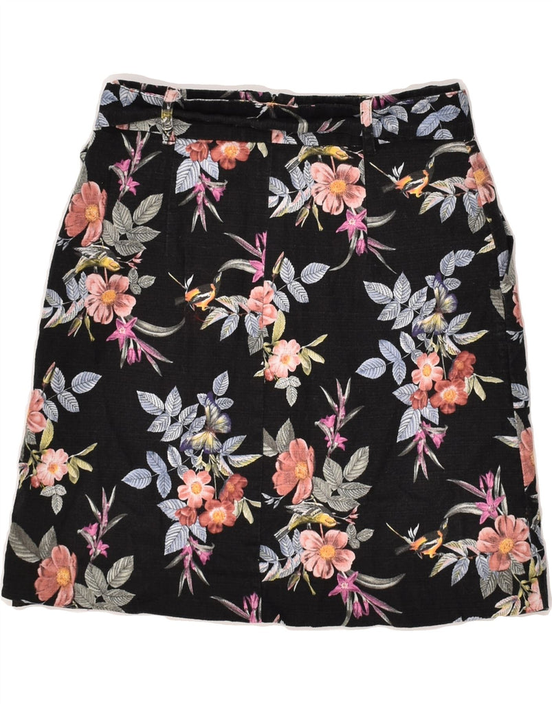 OASIS Womens A-Line Skirt UK 8 Small W26 Black Floral Cotton | Vintage Oasis | Thrift | Second-Hand Oasis | Used Clothing | Messina Hembry 