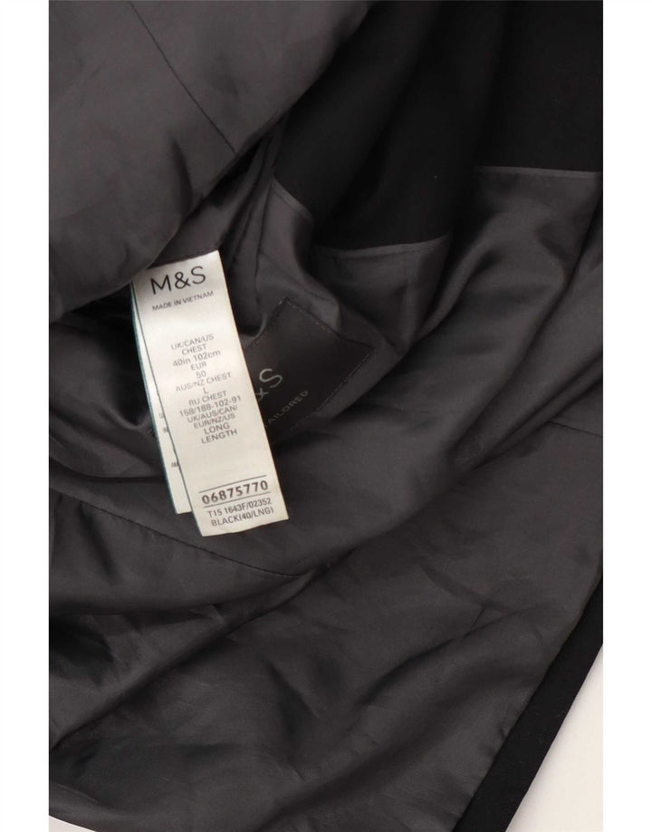 Marks & Spencer Mens 2 Button Blazer Jacket UK 40 Medium Black Polyester