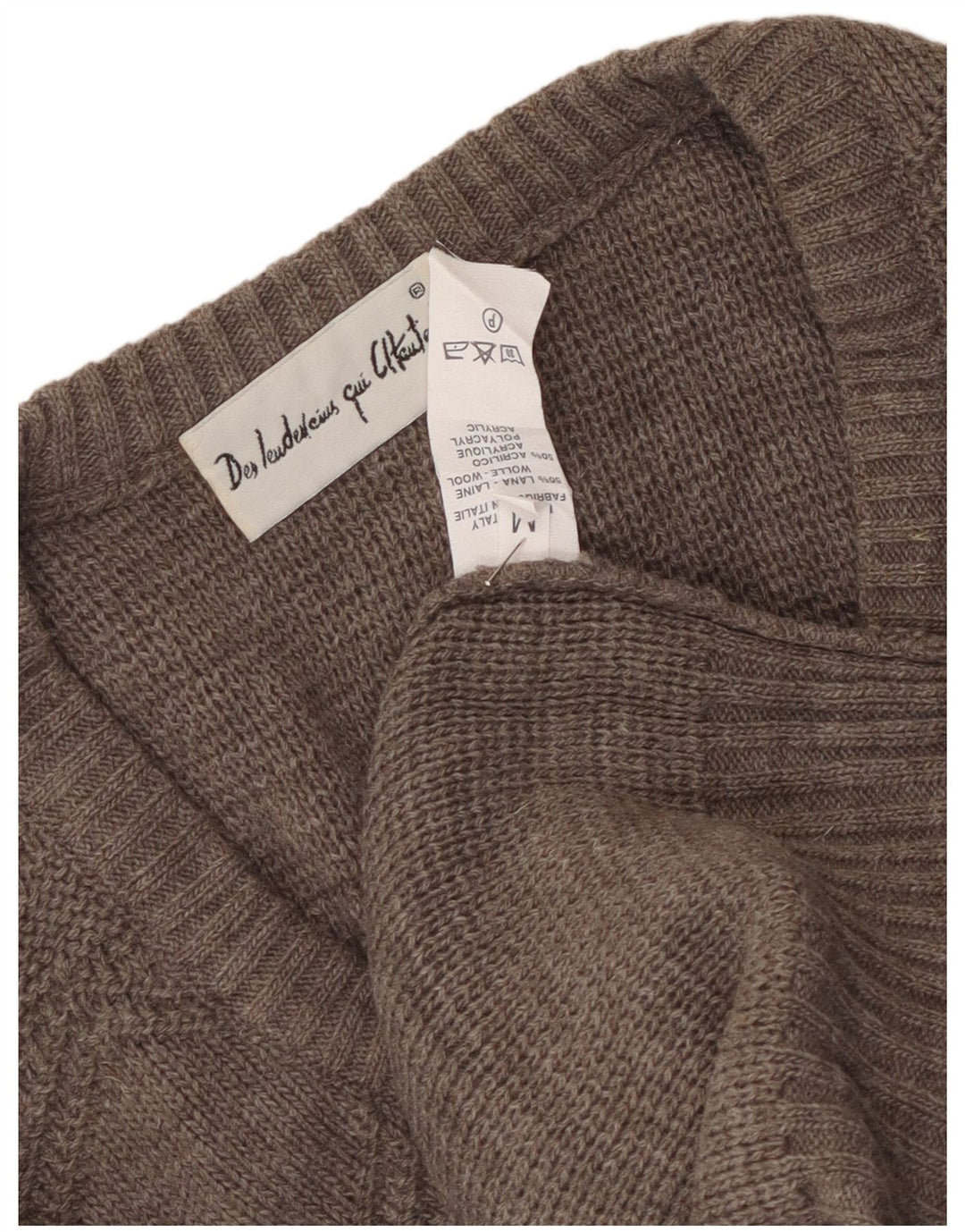 Vintage Mens V-Neck Jumper Sweater Medium Grey Argyle/Diamond Wool