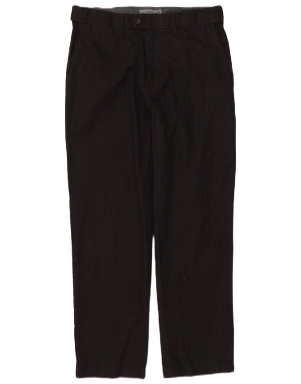 Marks & Spencer Mens Regular Suit Trousers W32 L29 Brown Pinstripe Cotton