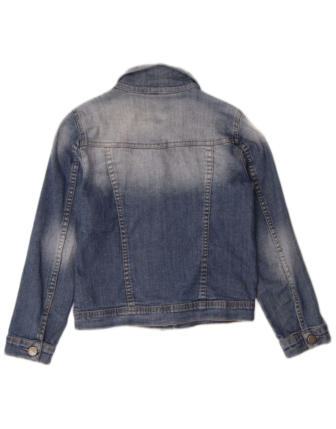 BENETTON Girls Denim Jacket 7-8 Years Medium  Blue Cotton