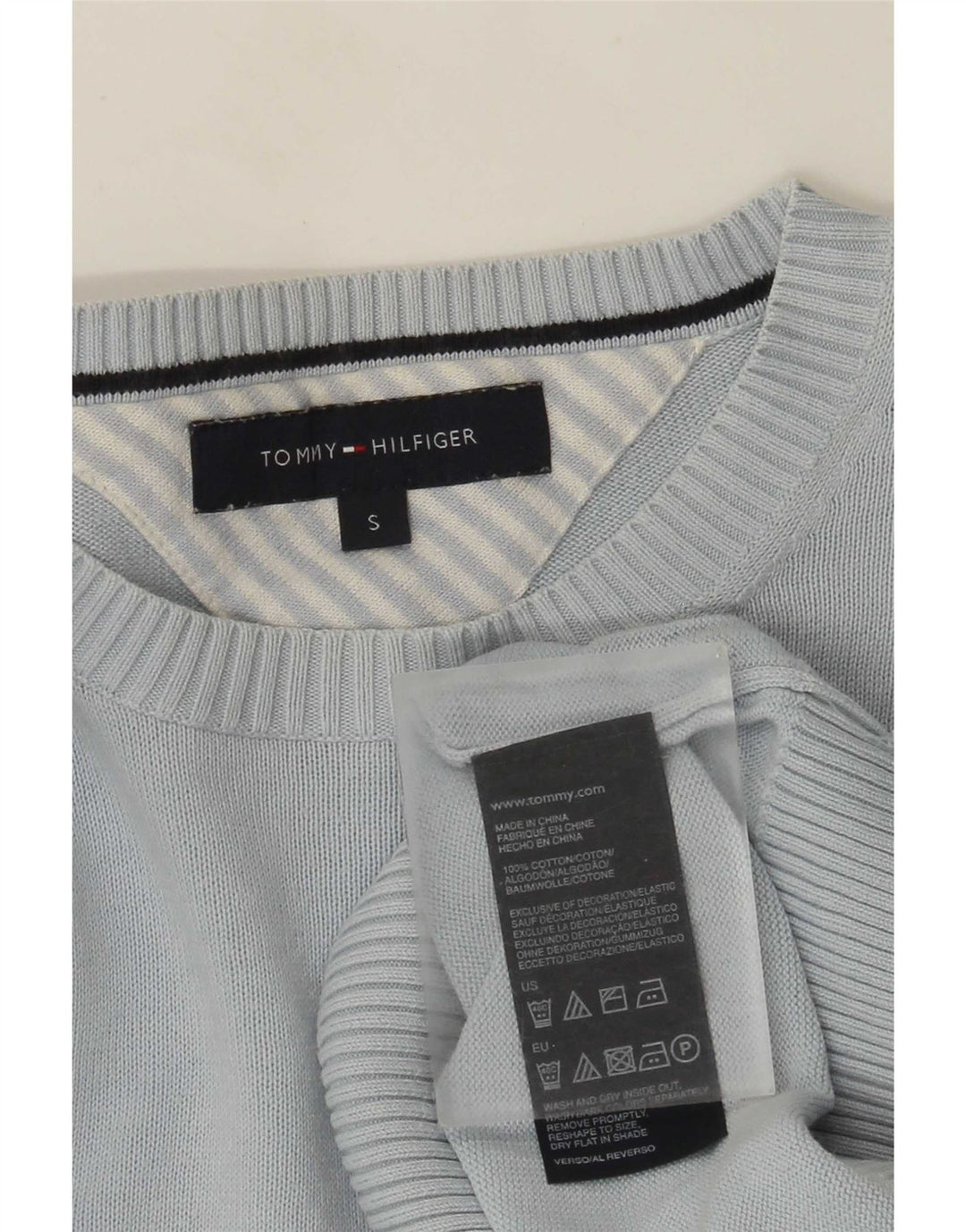Tommy Hilfiger Mens Regular Fit Crew Neck Jumper Sweater Small Blue Cotton