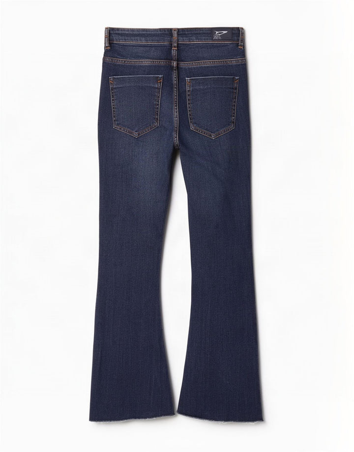 Zara Womens Crop Flared Jeans EU 38 Small W28 L26 Blue