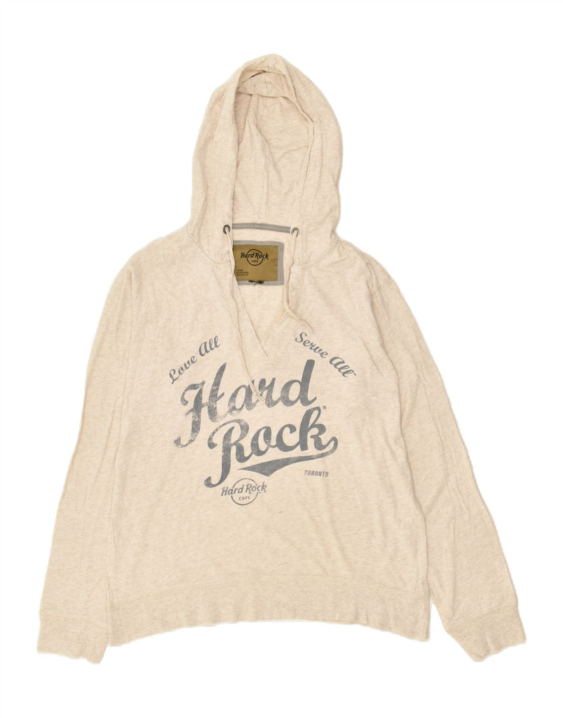 HARD ROCK CAFE Womens Toronto Graphic Hoodie Jumper UK 16 Large Beige | Vintage Hard Rock Cafe | Thrift | Second-Hand Hard Rock Cafe | Used Clothing | Messina Hembry 