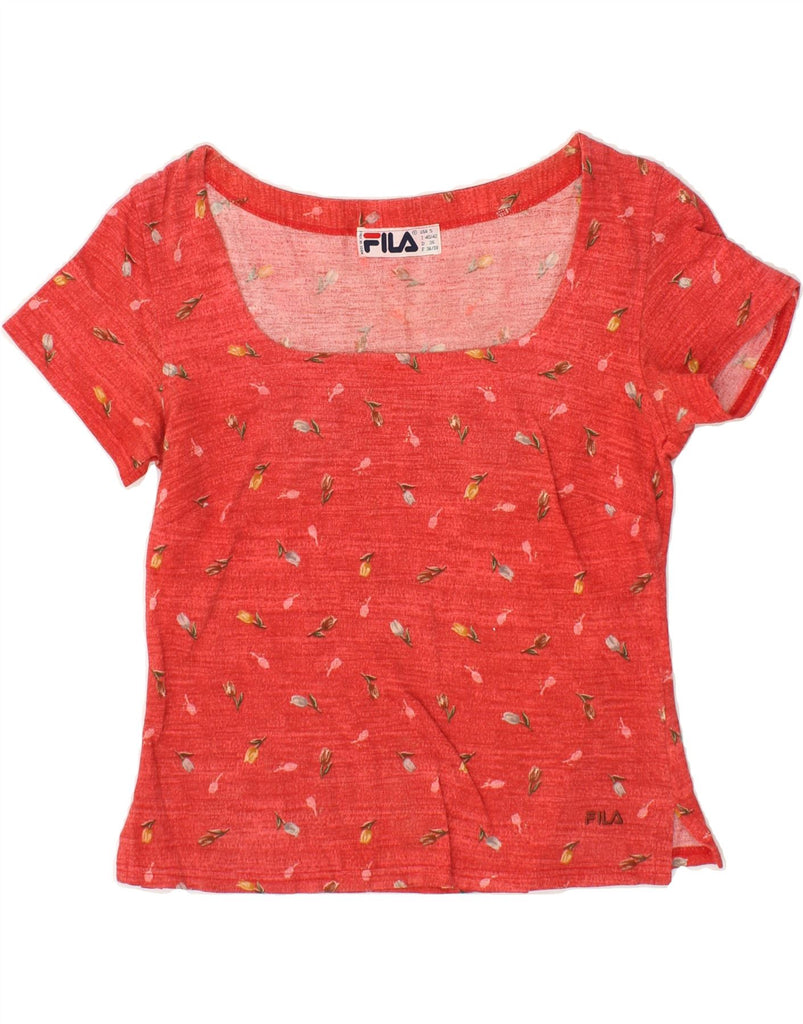 FILA Womens T-Shirt Top IT 40/42 Small Red Floral | Vintage Fila | Thrift | Second-Hand Fila | Used Clothing | Messina Hembry 