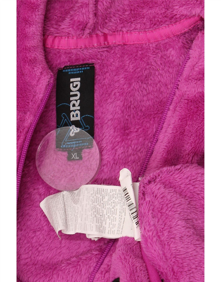 Brugi Womens Hooded Fleece Jacket UK 18 XL Pink Polyester