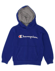 CHAMPION Boys Graphic Hoodie Jumper 3-4 Years 2XS Navy Blue Cotton