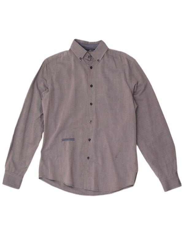 Gas Mens Shirt Medium Grey Cotton