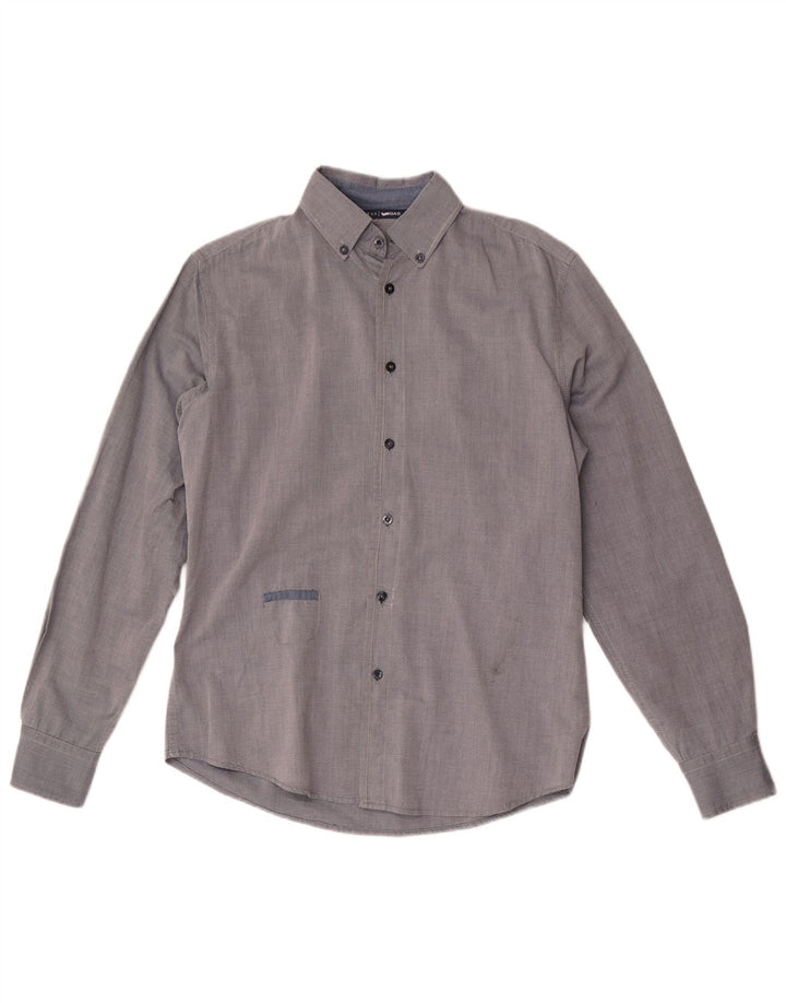 Gas Mens Shirt Medium Grey Cotton