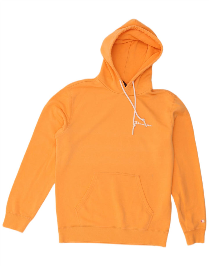 Champion Mens Hoodie Jumper Medium Orange Cotton
