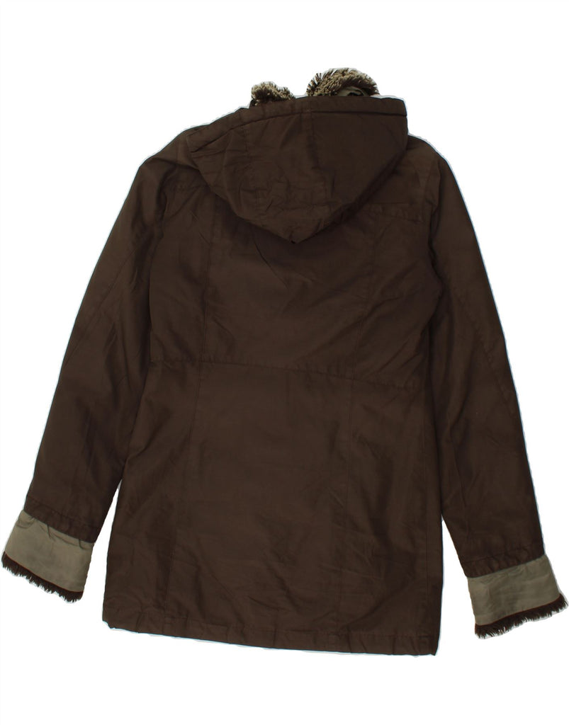 WOOLRICH Womens Hooded Padded Coat UK 14 Medium Brown Polyester Vintage Woolrich and Second-Hand Woolrich from Messina Hembry 