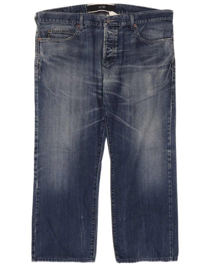 Armani Mens Straight Jeans W40 L29 Blue Cotton