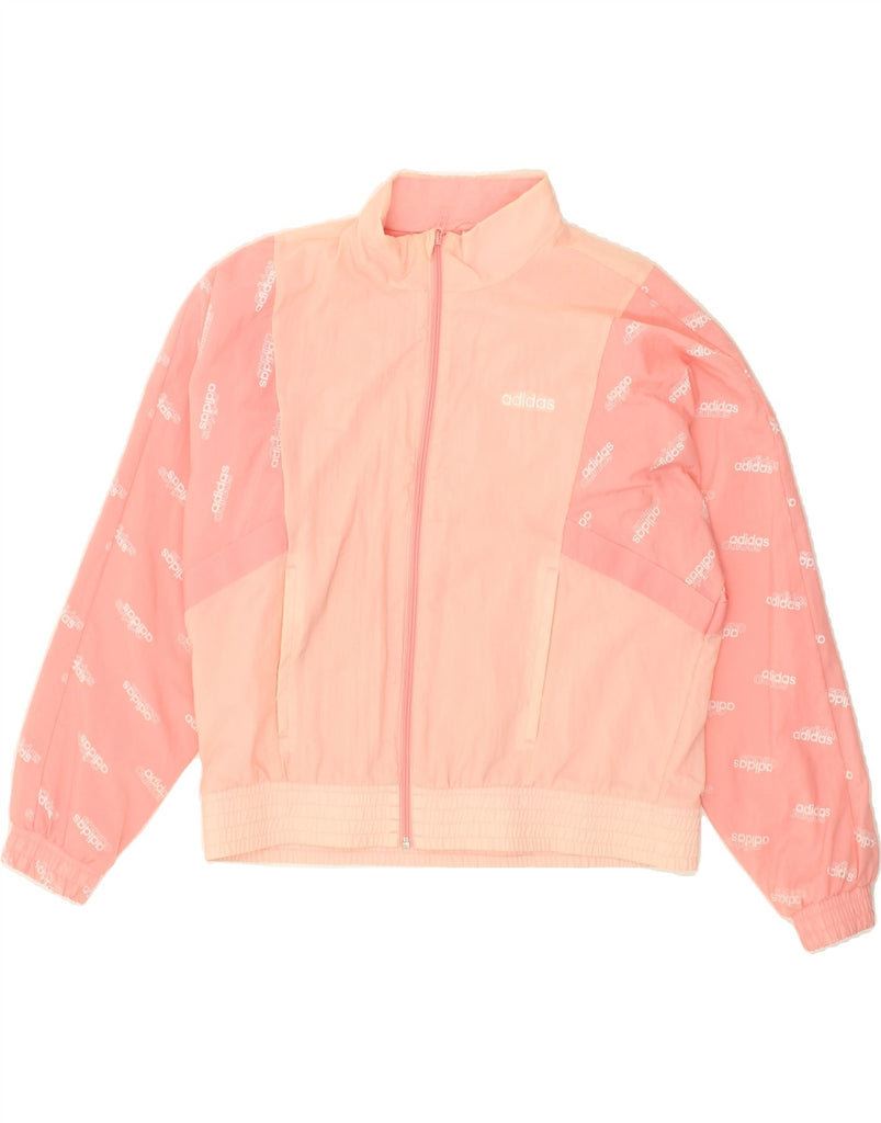 ADIDAS Womens Graphic Bomber Jacket UK 8/10 Small Pink Nylon | Vintage Adidas | Thrift | Second-Hand Adidas | Used Clothing | Messina Hembry 