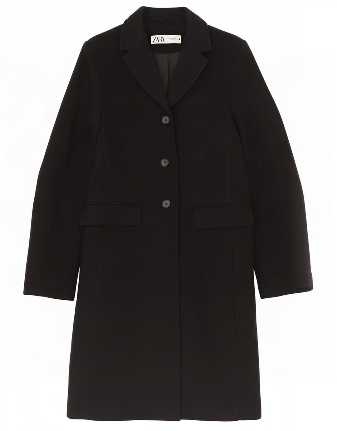 Zara Womens Overcoat UK 6 XS Black Viscose