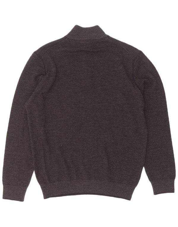 Bugatti Mens Zip Neck Jumper Sweater Large Grey