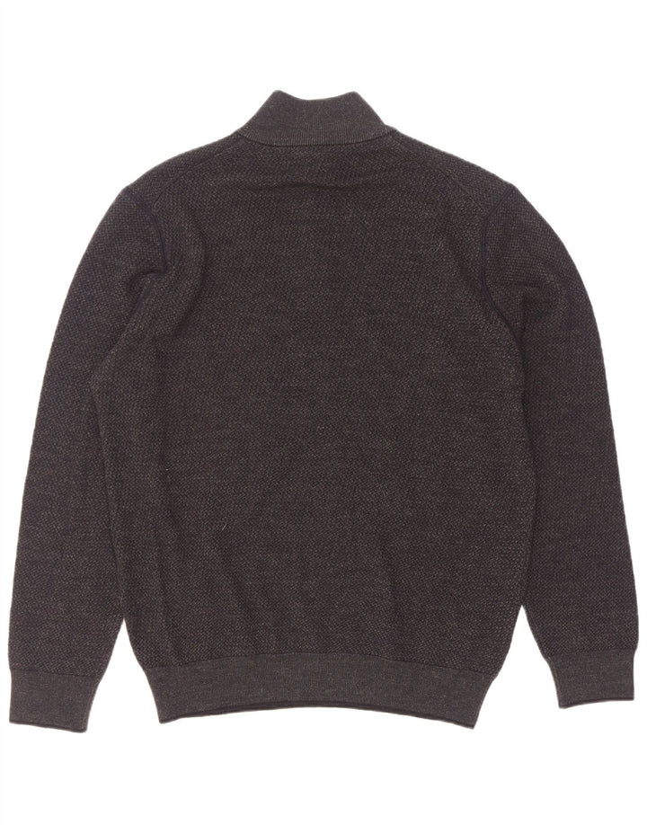 Bugatti Mens Zip Neck Jumper Sweater Large Grey