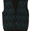 Vintage Mens Sleeveless Cardigan Sweater Medium Black Geometric