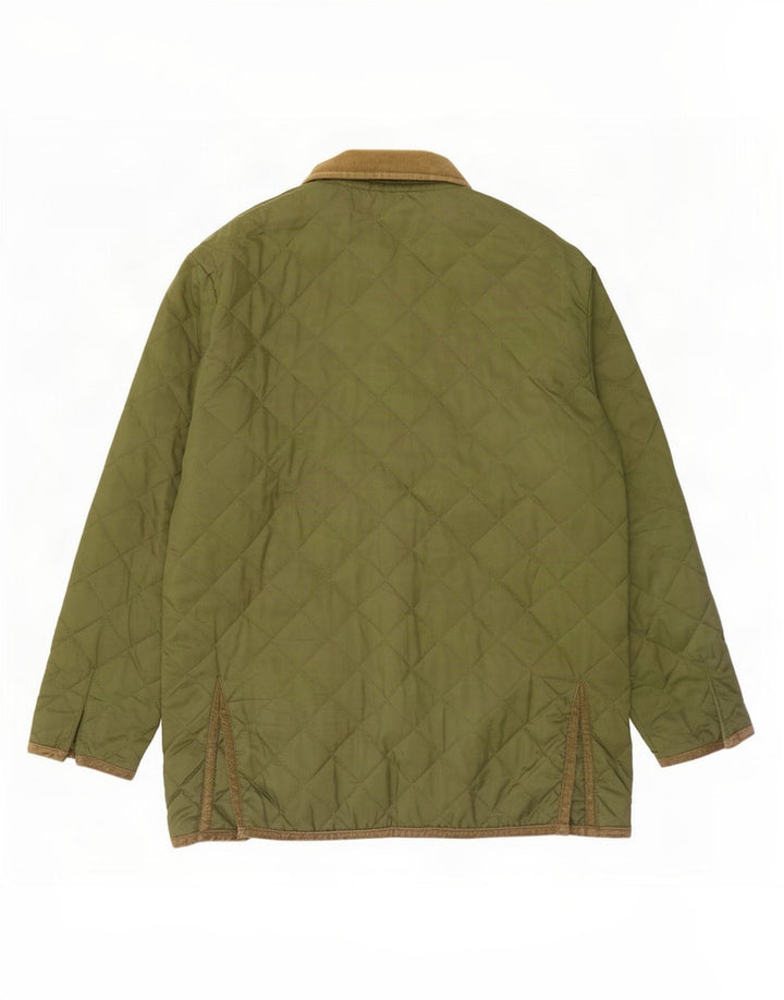 Vintage Mens Quilted Jacket UK 40 Large Green Polyester