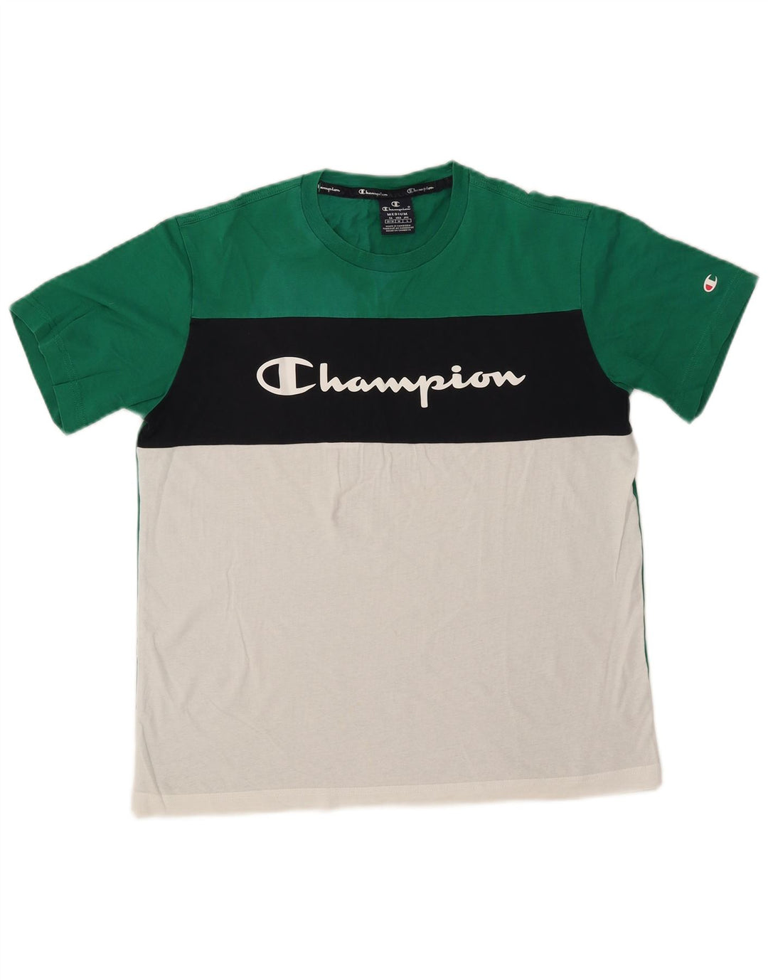 Champion Mens Graphic T-Shirt Top Medium White Colourblock