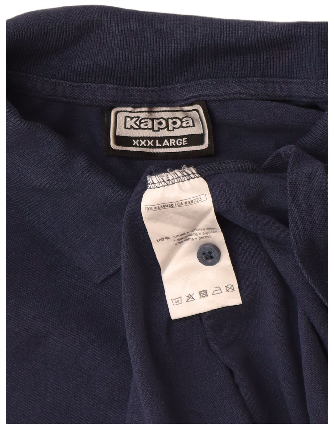 Kappa Mens Polo Shirt 3XL Navy Blue Cotton