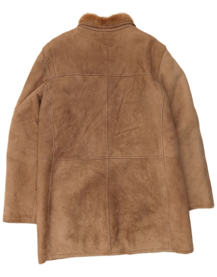 Vintage Mens Shearling Jacket IT 54 2XL Brown