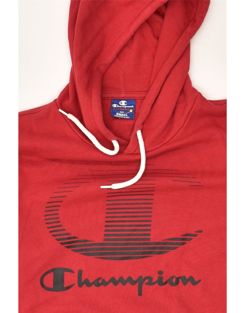 CHAMPION Mens Graphic Hoodie Jumper Small Red Cotton | Vintage Champion | Thrift | Second-Hand Champion | Used Clothing | Messina Hembry 