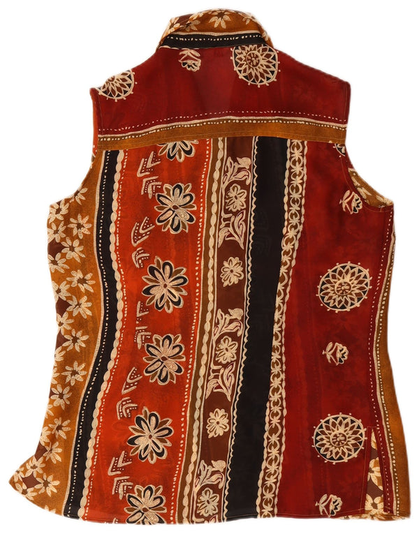 Vintage Womens Sleeveless Shirt Blouse UK 10 Small Multicoloured Floral