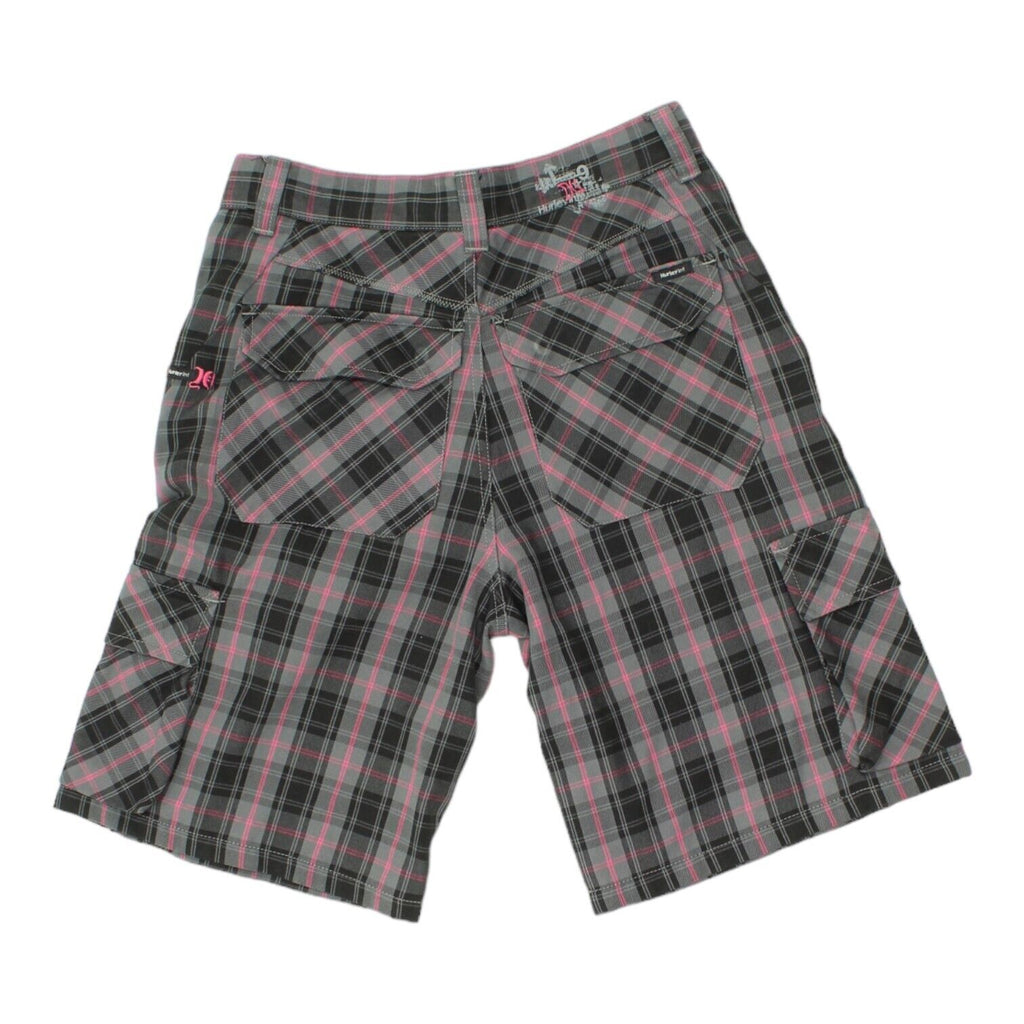 Hurley Mens Black Pink Check Cargo Shorts | Vintage Skate Surf Streetwear VTG | Vintage Messina Hembry | Thrift | Second-Hand Messina Hembry | Used Clothing | Messina Hembry 