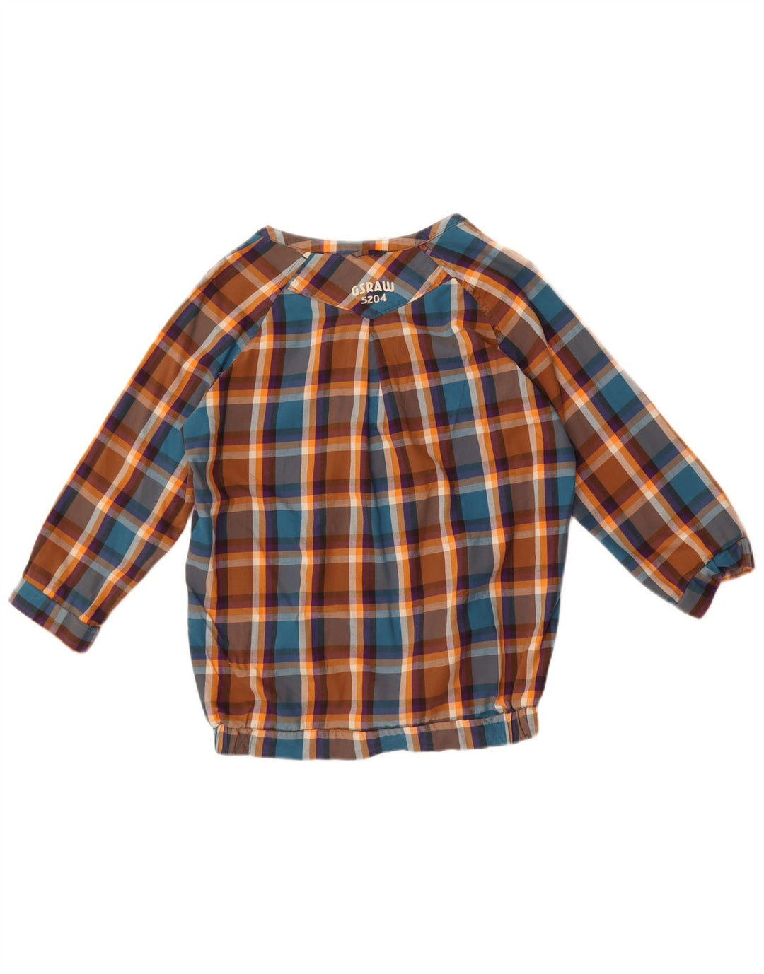 G-Star Womens Graphic 3/4 Sleeve Blouse Top UK 10 Small Multicoloured Check