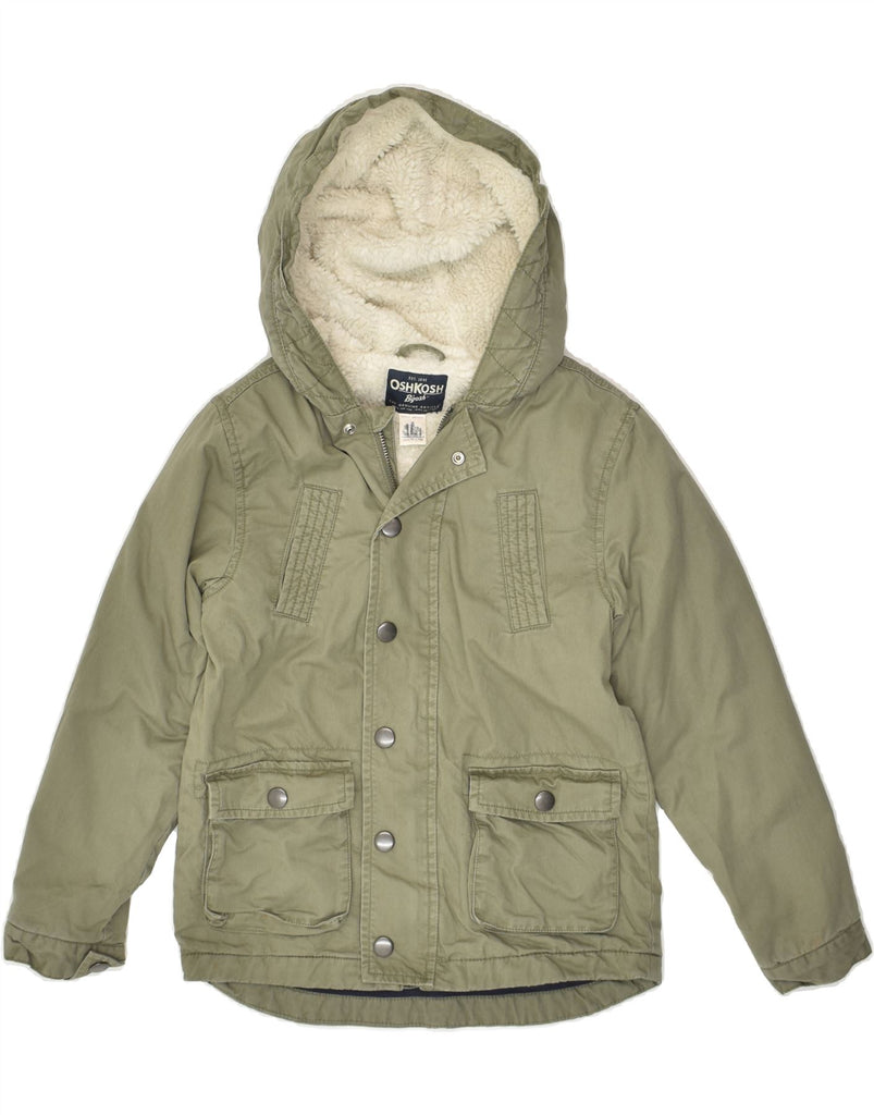 OSH KOSH Boys Hooded Sherpa Jacket 7-8 Years Green Cotton | Vintage Osh Kosh | Thrift | Second-Hand Osh Kosh | Used Clothing | Messina Hembry 