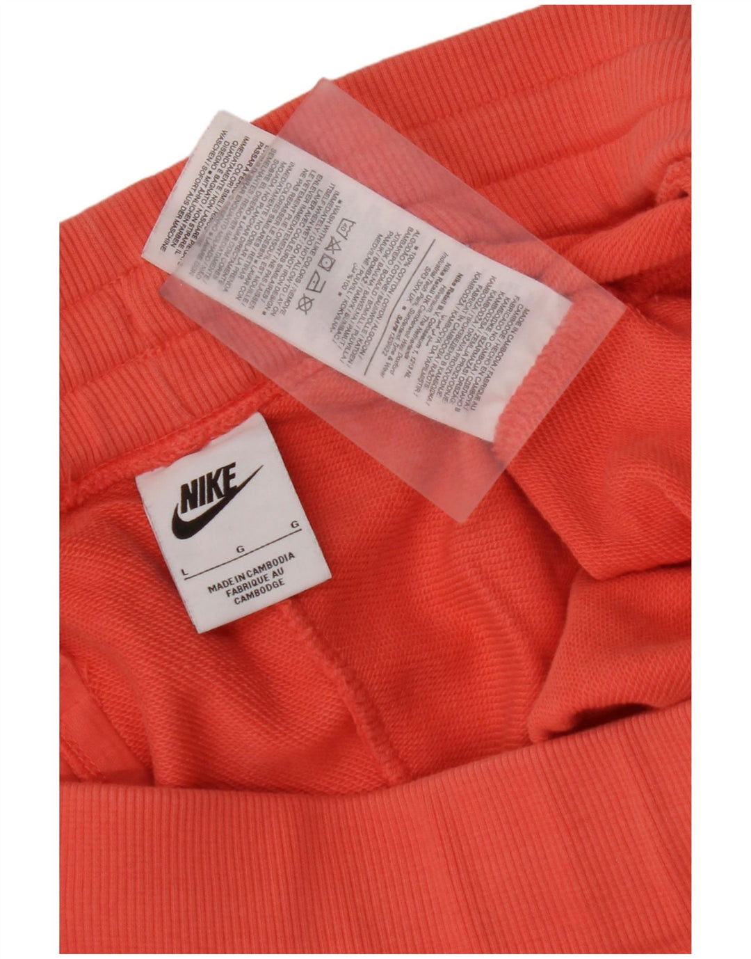 NIKE Womens Tracksuit Trousers Joggers UK 16 Large Orange Cotton