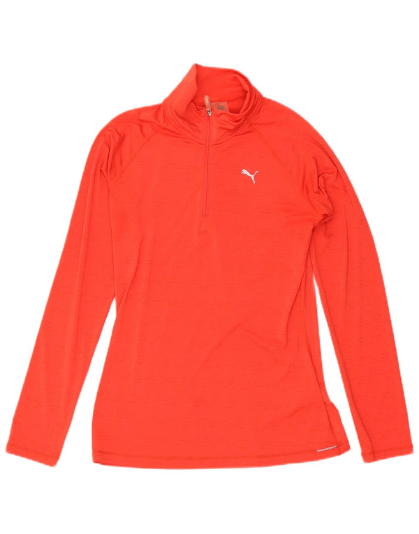 Puma Womens Zip Neck Pullover Tracksuit Top UK 10 Small Red Polyester