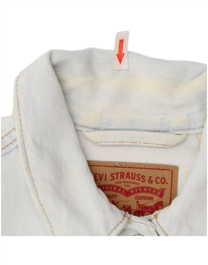Levi's Womens Crop Denim Jacket UK 12 Medium Blue Cotton