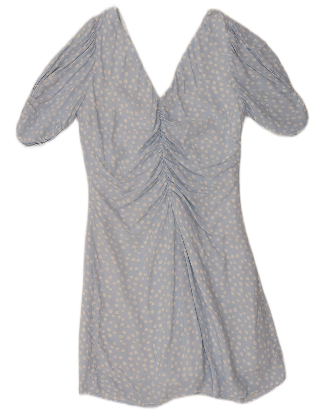 ZARA Womens A-Line Dress UK 8 Small Blue Polka Dot Polyester