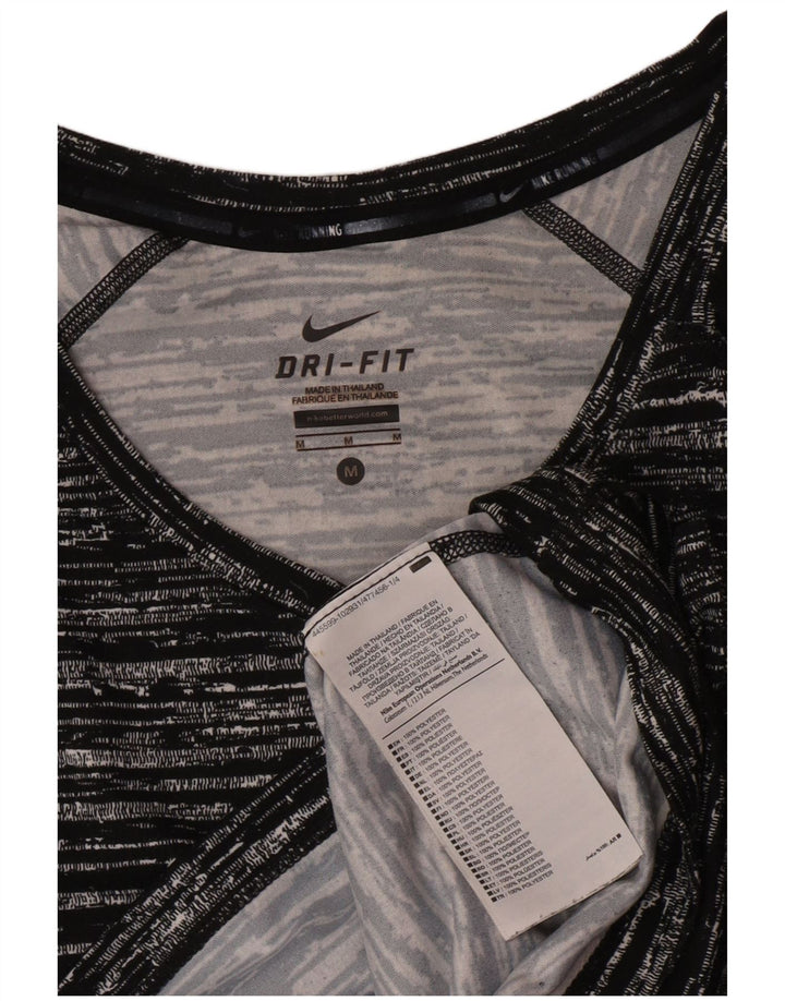 Nike Womens Dri Fit T-Shirt Top UK 12 Medium Black Flecked Polyester