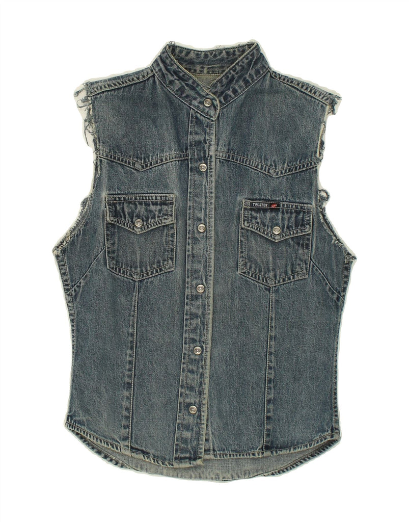 VINTAGE Womens Denim Gilet UK 10 Small Blue Vintage Vintage and Second-Hand Vintage from Messina Hembry 